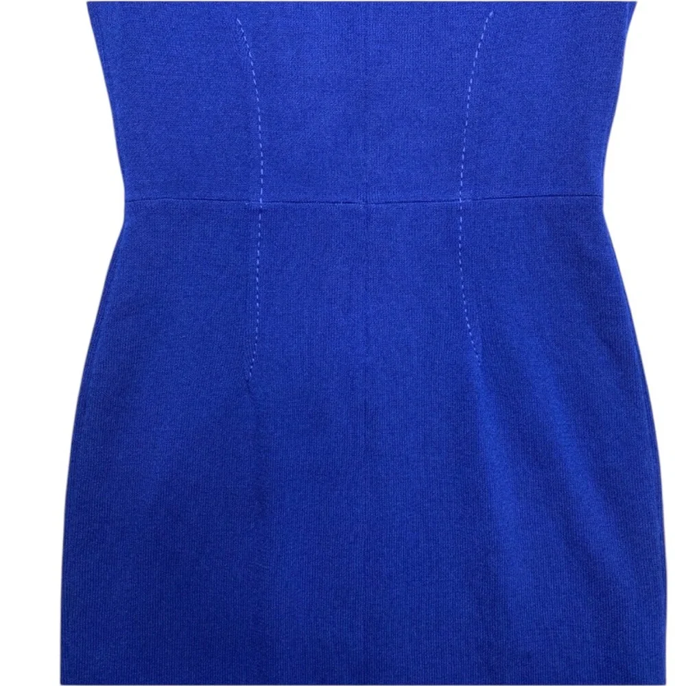 St. John Blue Sheath Dress Crew Neck Midi - Picture 8 of 9